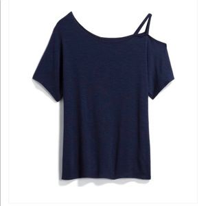 Kaileigh Navy One-Shoulder Short Sleeve Top
